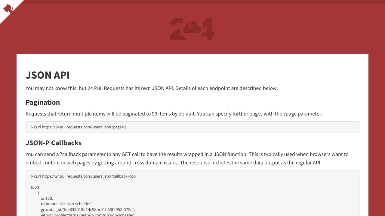Screenshot of 24 Pull Requests website