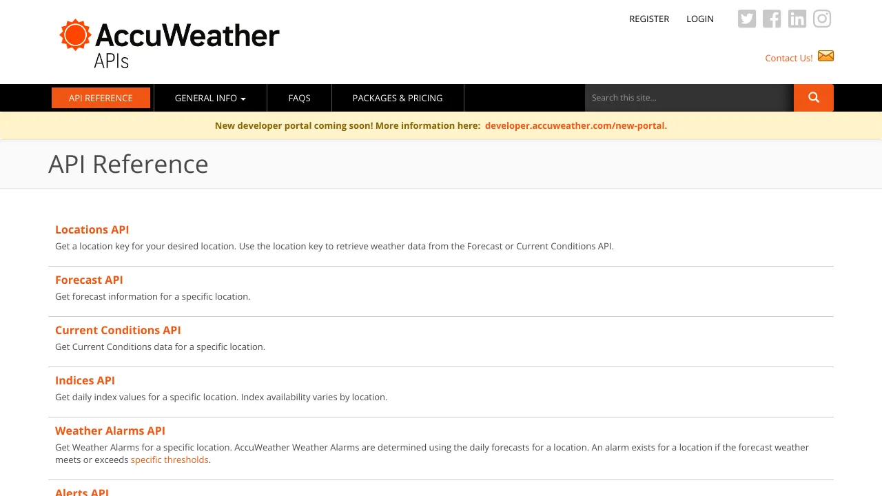 Screenshot of AccuWeather website