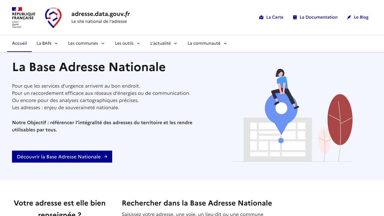 Screenshot of Adresse Data Gouv website