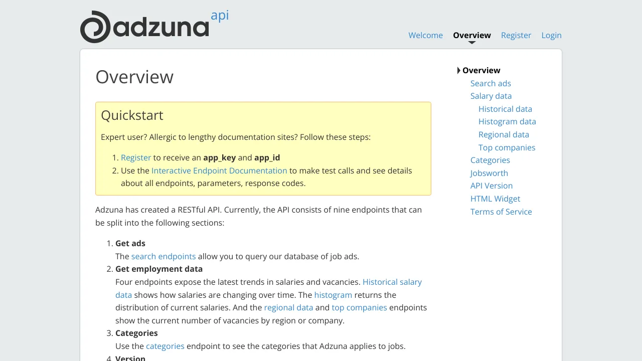 Screenshot of Adzuna website