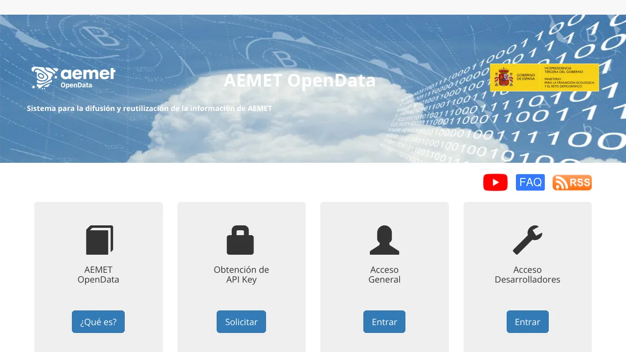 Screenshot of Aemet website