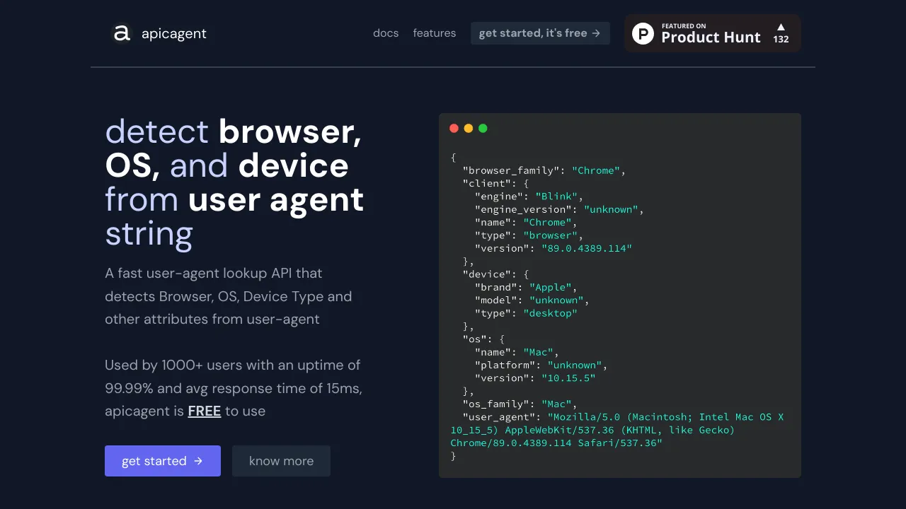 Screenshot of ApicAgent website