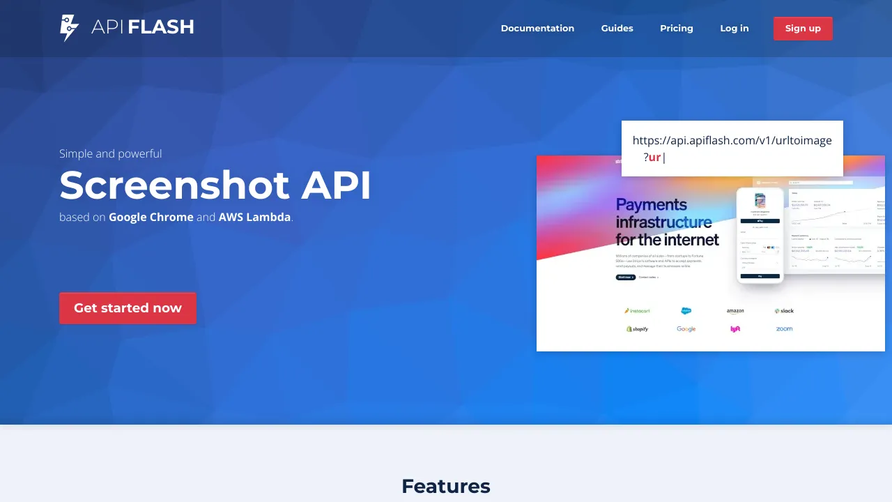 Screenshot of ApiFlash website