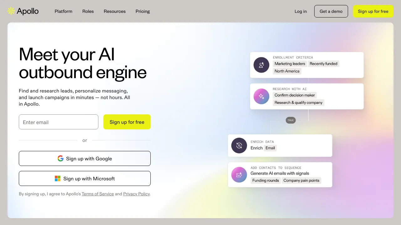 Screenshot of Apollo website