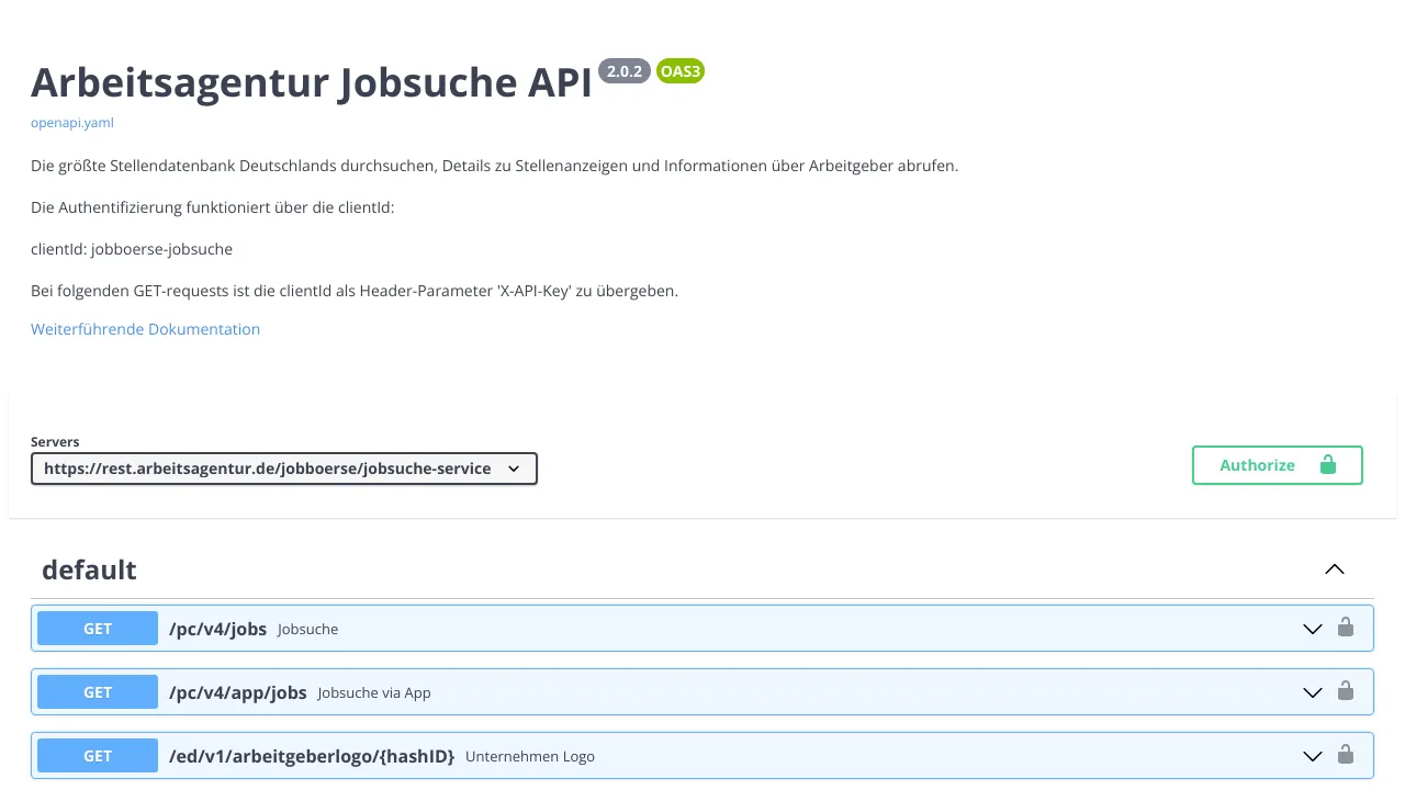 Screenshot of Arbeitsamt website