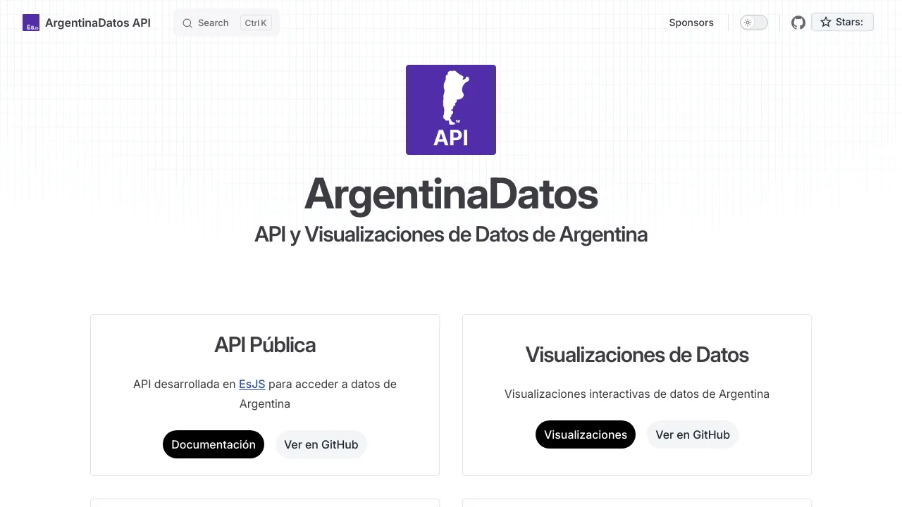 Screenshot of ArgentinaDatos website