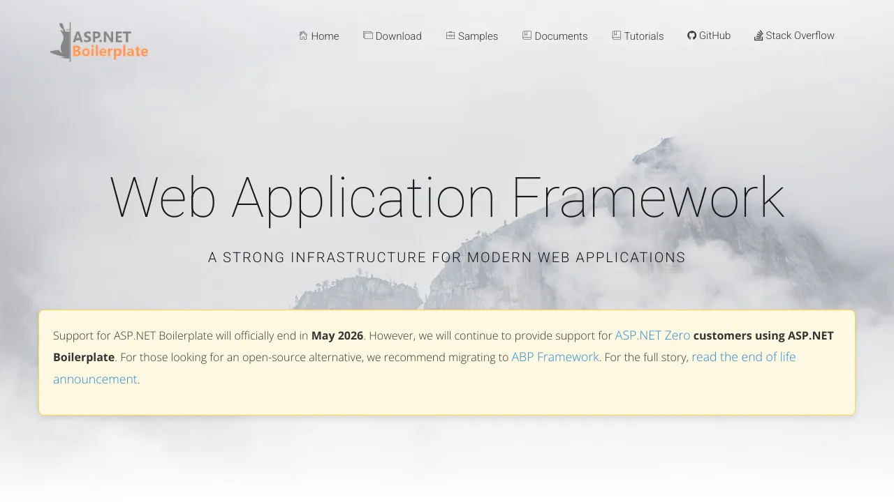 Screenshot of ASP.NET Boilerplate website