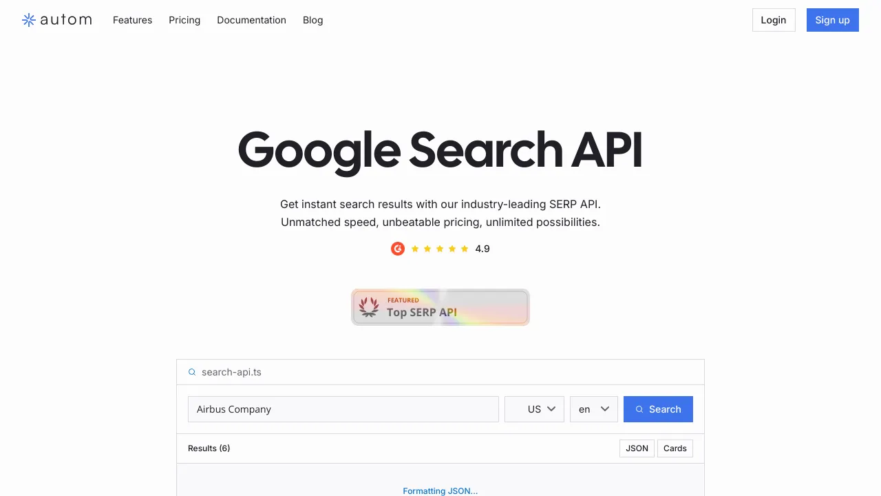 Screenshot of Autom.dev website