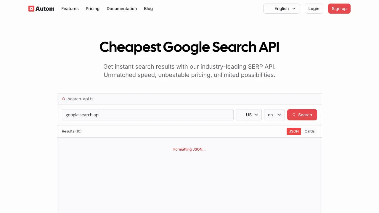 Screenshot of Autom website