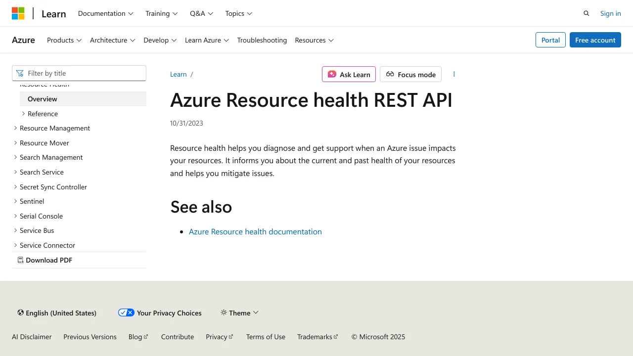 Screenshot of Azure DevOps Health website