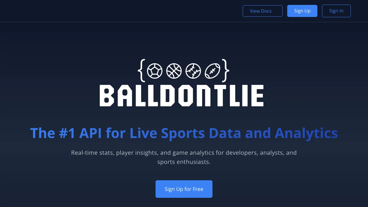 Screenshot of balldontlie website