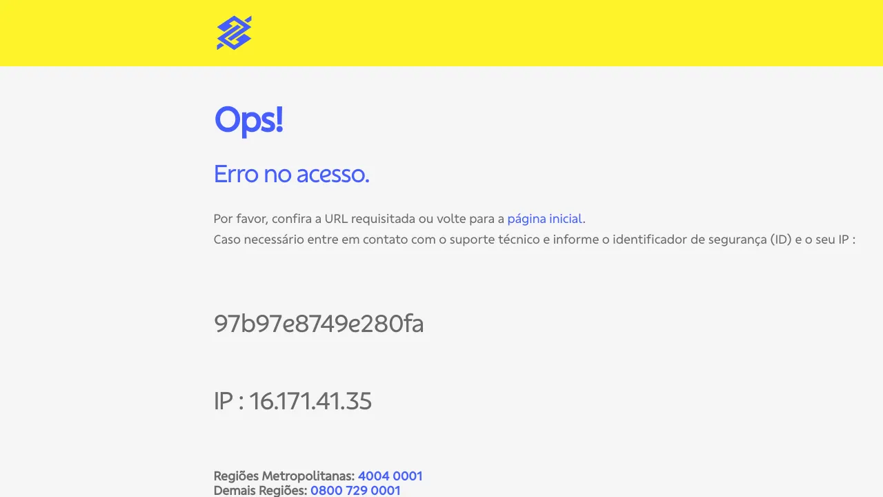 Screenshot of Banco do Brasil website
