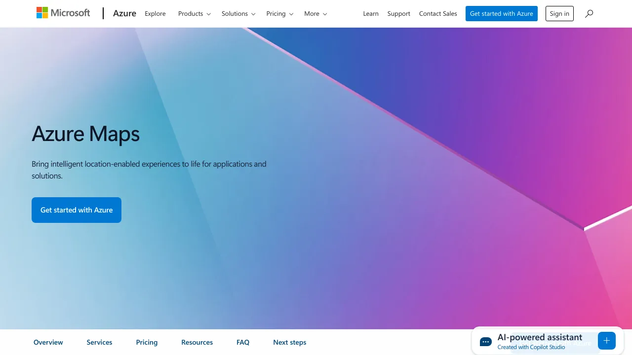 Screenshot of Bing Maps website
