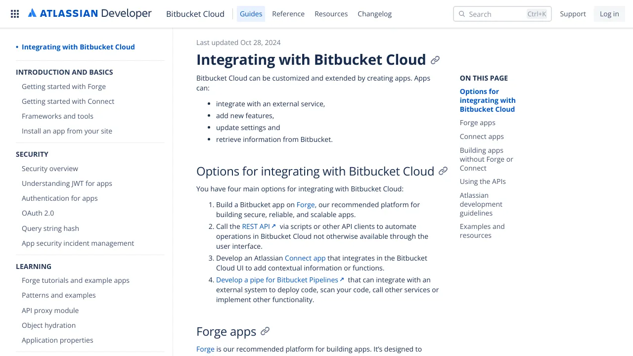Screenshot of Bitbucket website