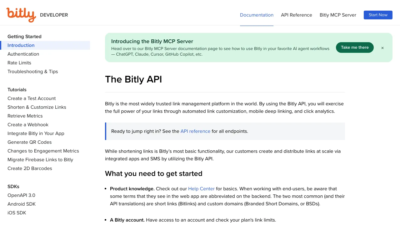 Screenshot of Bitly website