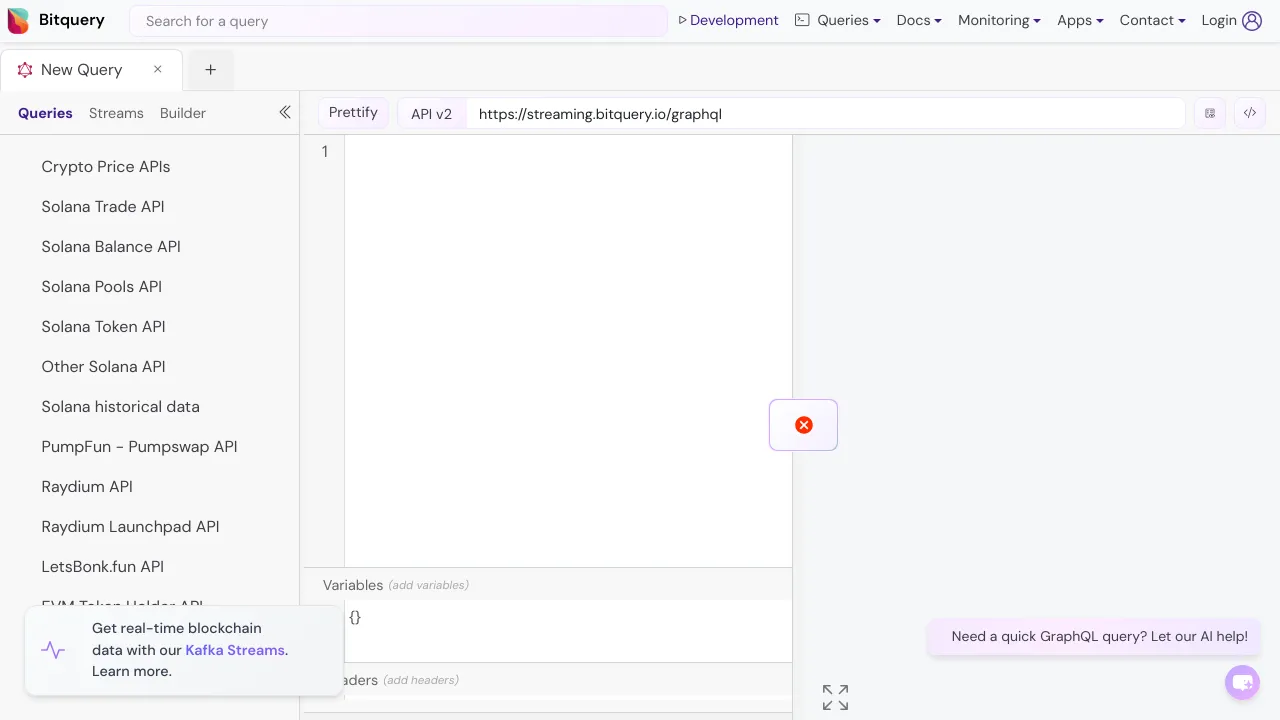 Screenshot of Bitquery website