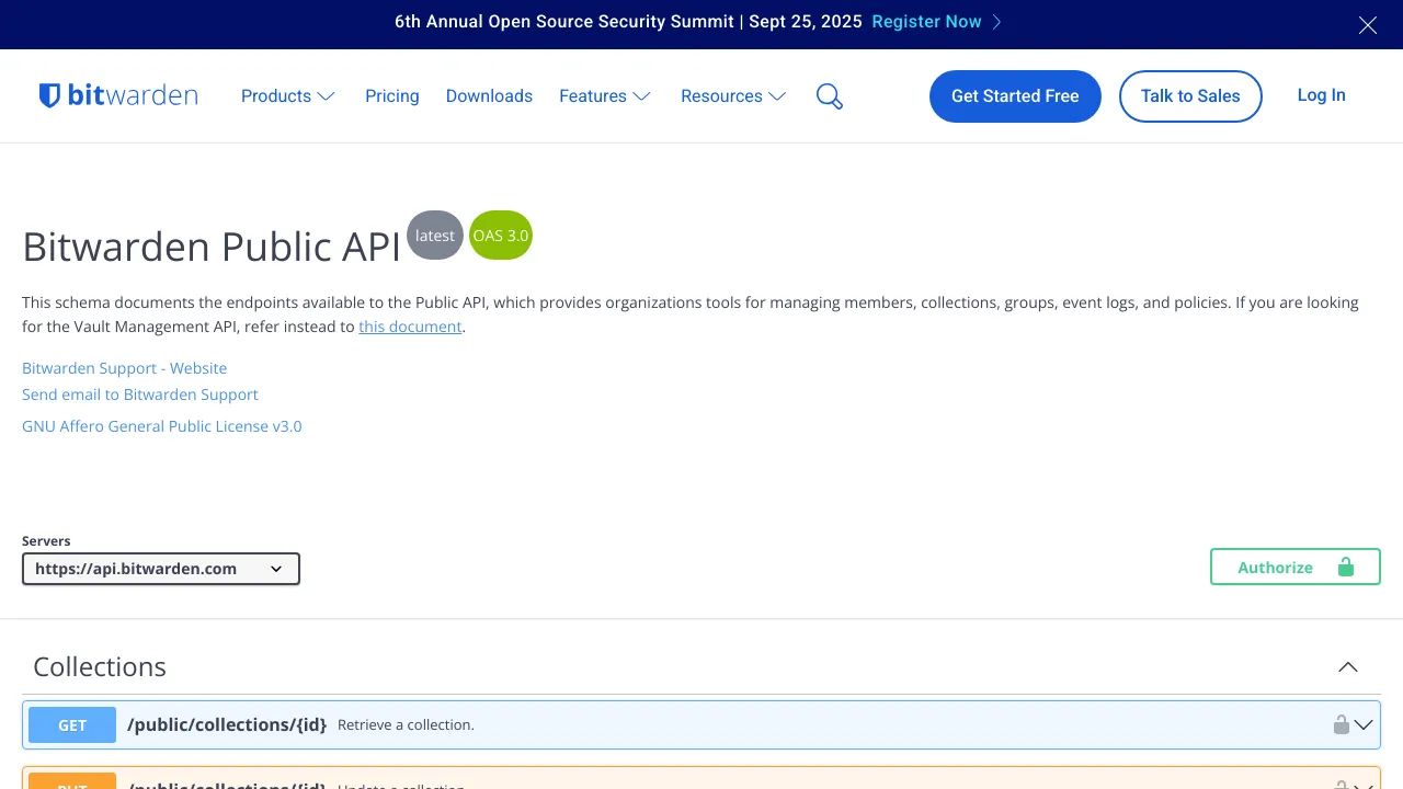 Screenshot of Bitwarden website