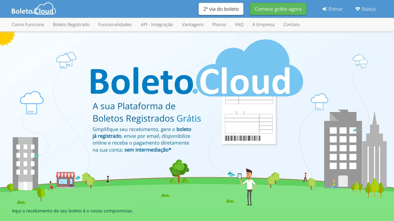 Screenshot of Boleto.Cloud website