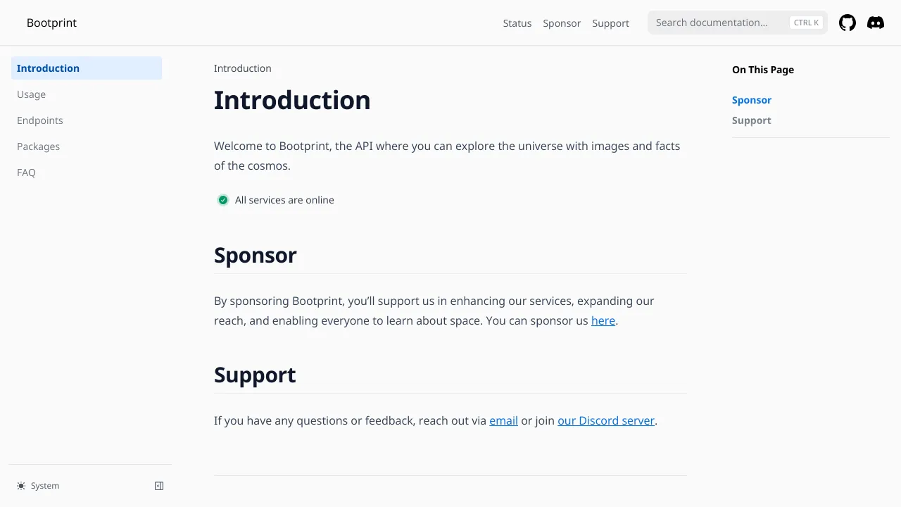 Screenshot of Bootprint website