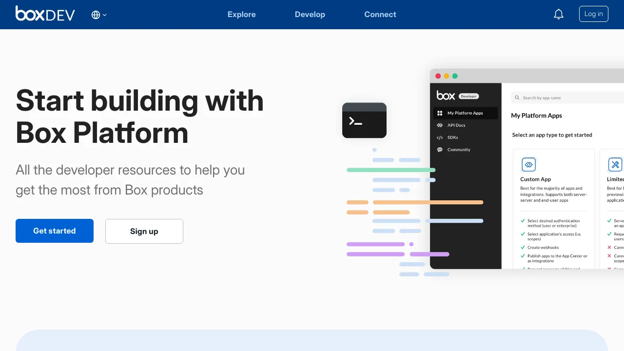 Screenshot of Box website