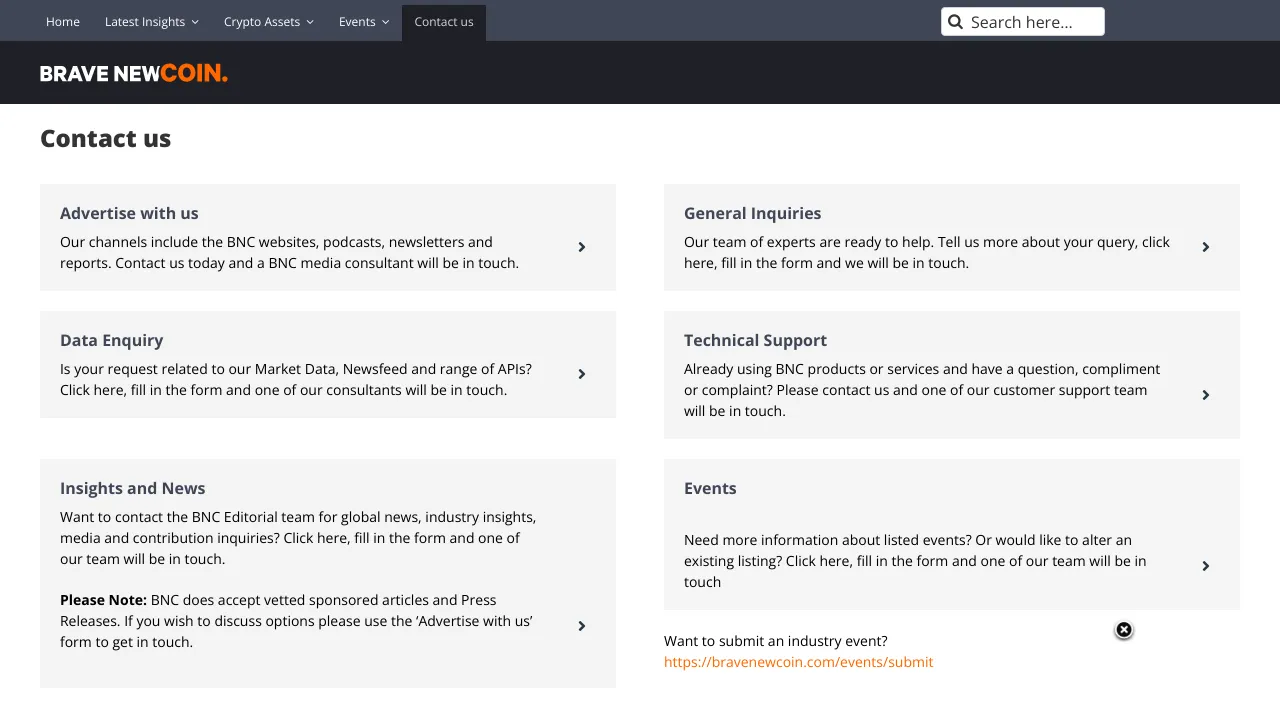 Screenshot of Brave NewCoin website