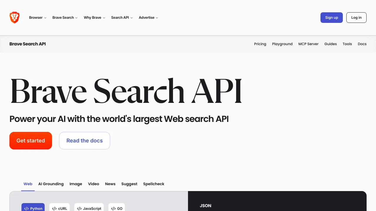 Screenshot of Brave Search website