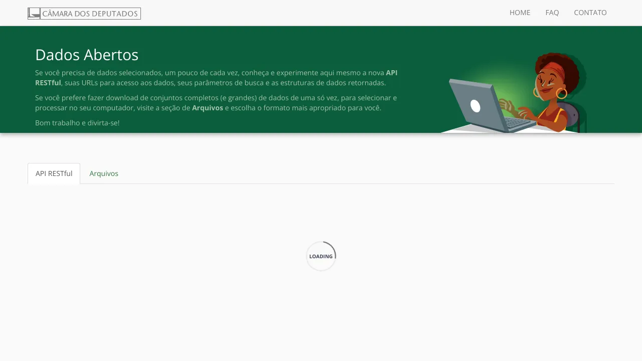 Screenshot of Brazilian Chamber of Deputies Open Data website