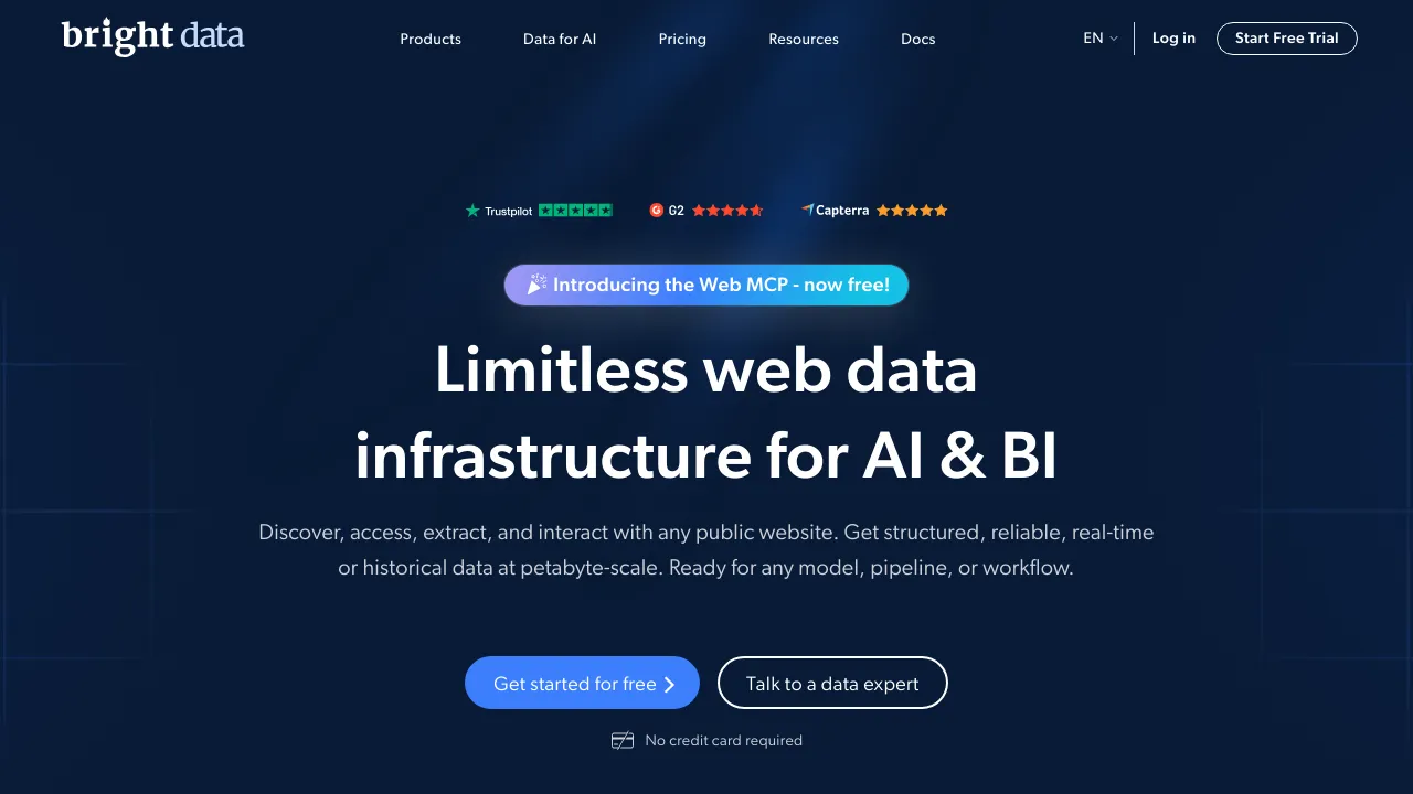Screenshot of Bright Data website