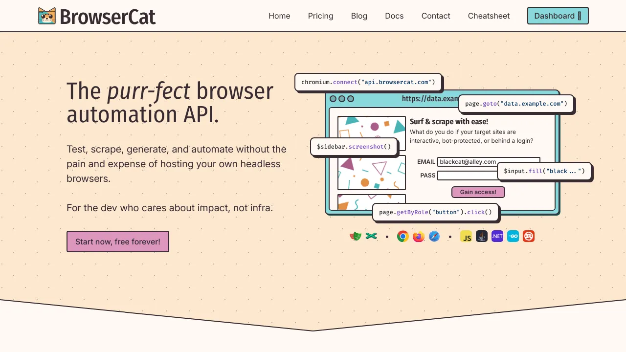 Screenshot of BrowserCat website