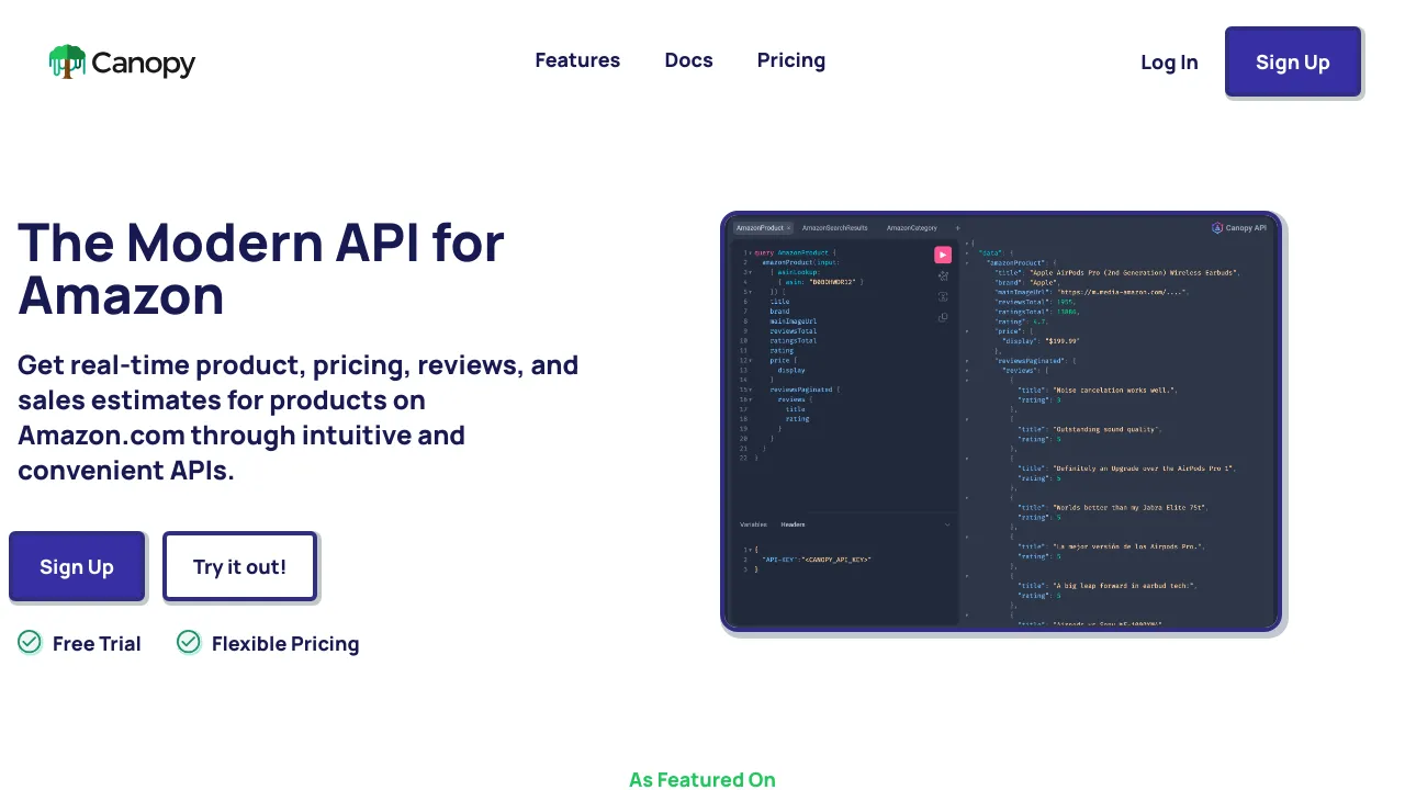 Screenshot of Canopy website