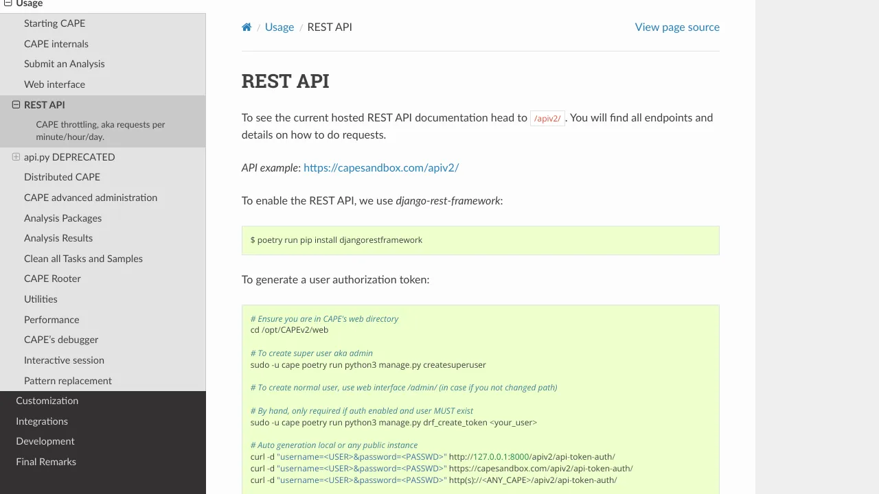 Screenshot of CAPEsandbox website