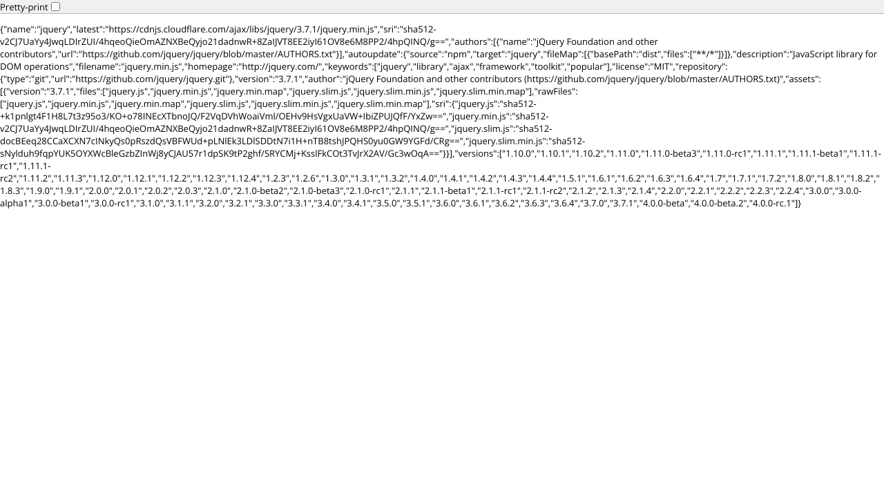 Screenshot of CDNJS website