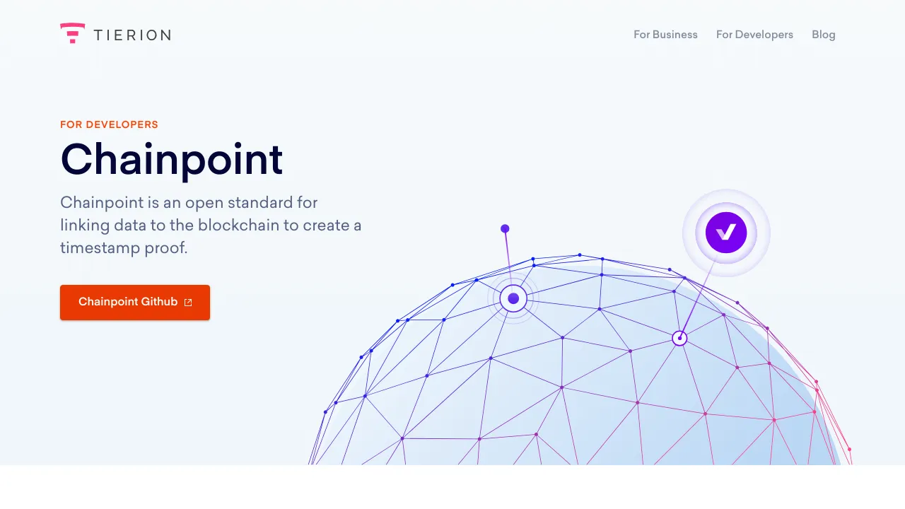 Screenshot of Chainpoint website