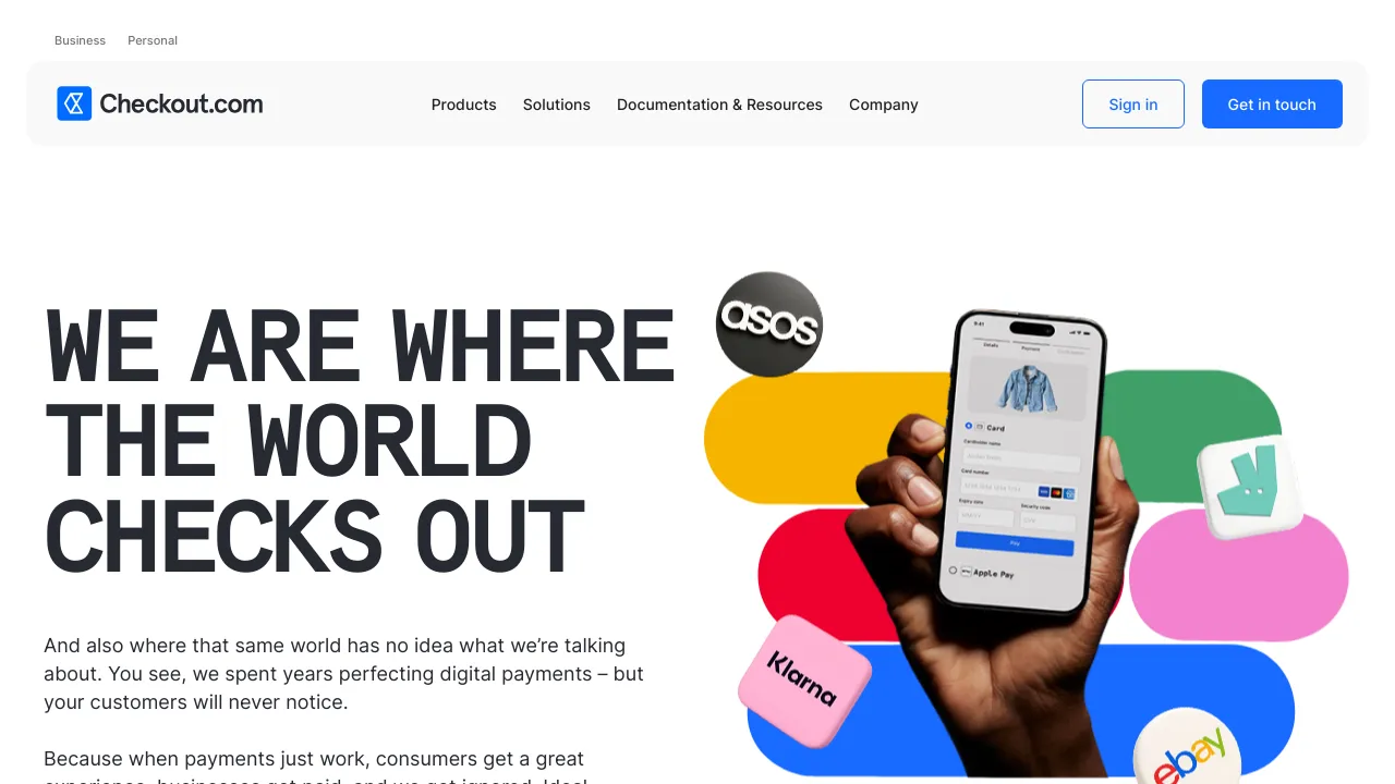 Screenshot of Checkout.com website