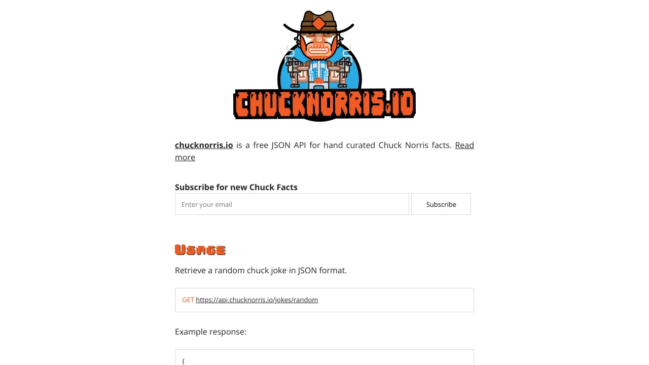 Screenshot of ChuckNorris.io website