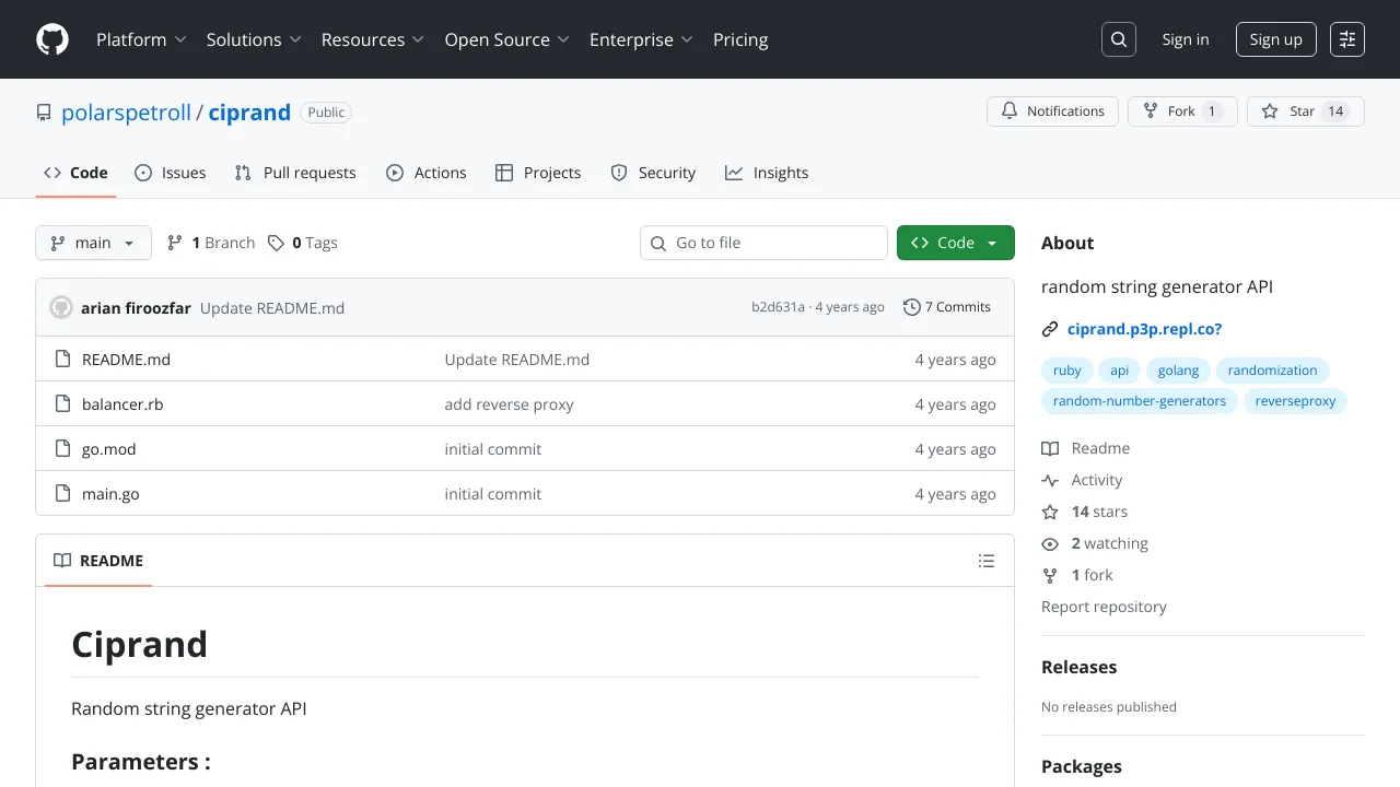 Screenshot of Ciprand website