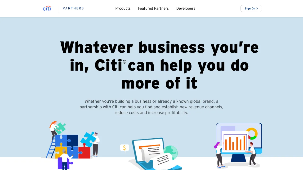 Screenshot of Citi website