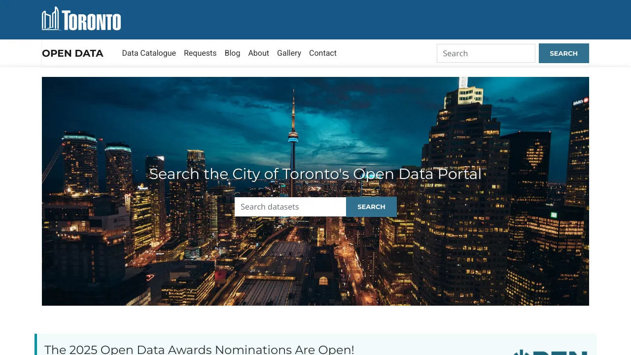 Screenshot of City Toronto Open Data website