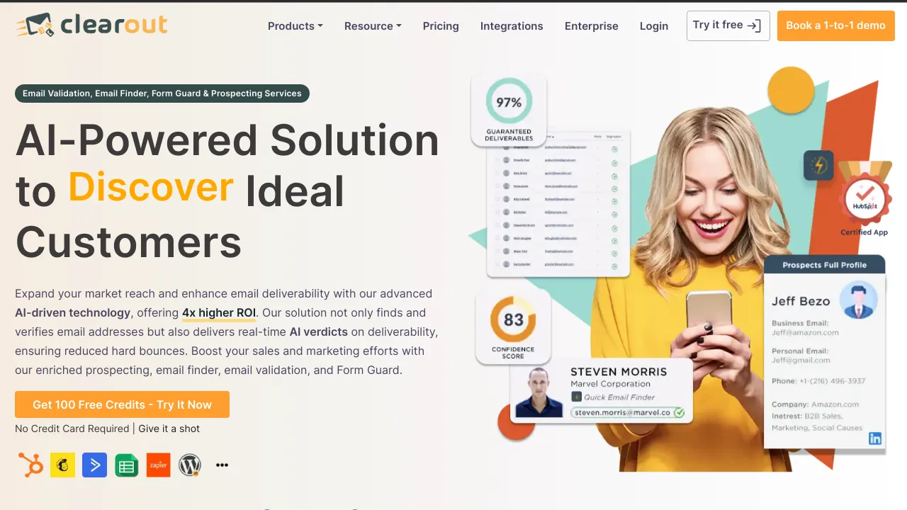 Screenshot of Clearout website