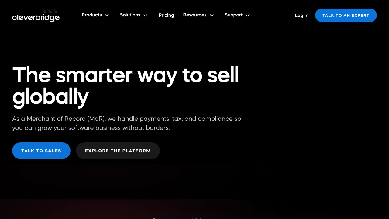 Screenshot of Cleverbridge website