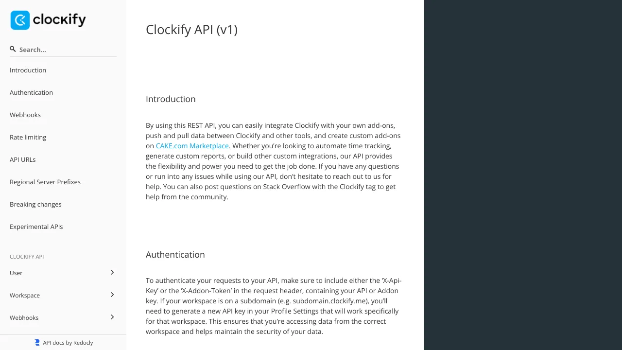 Screenshot of Clockify website