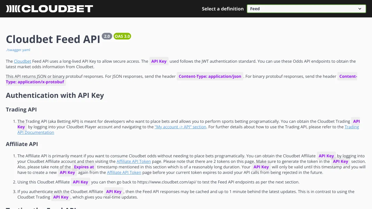 Screenshot of Cloudbet website