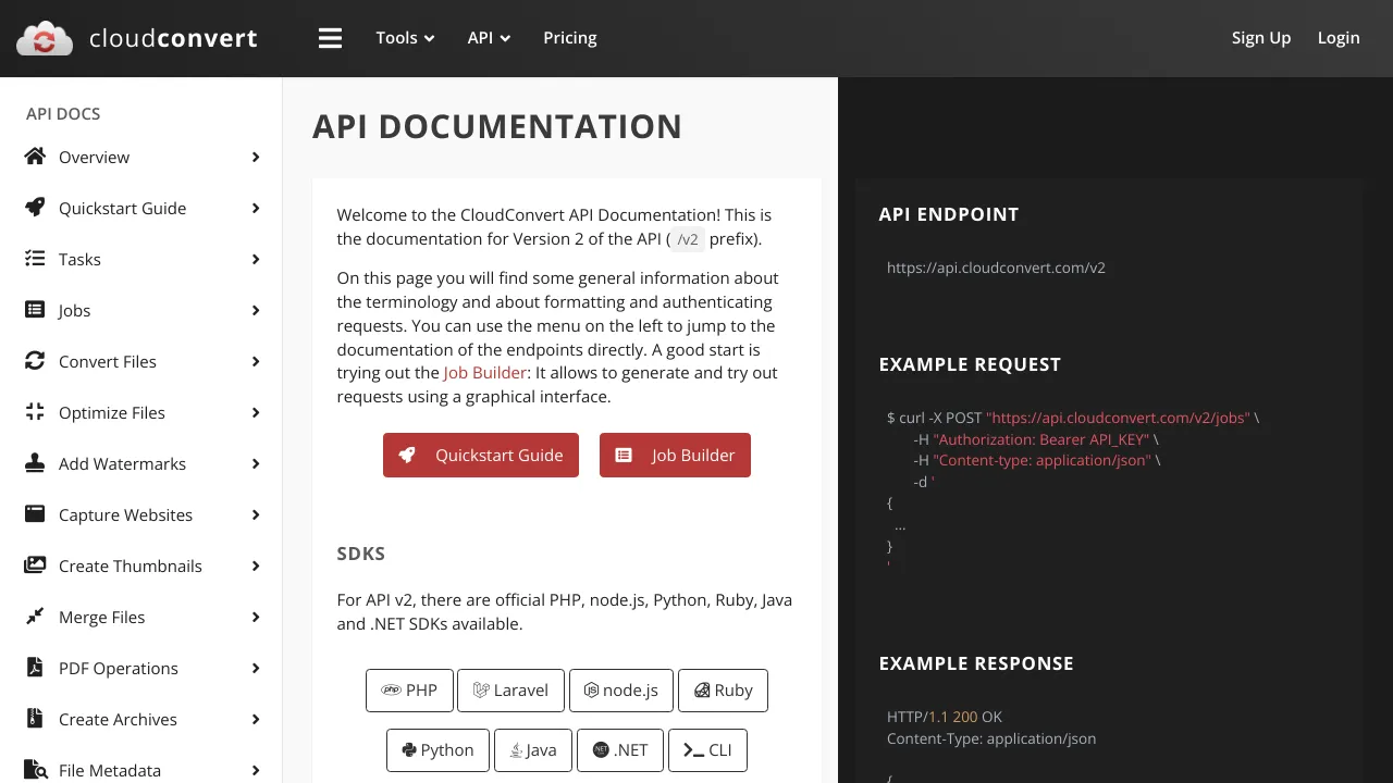 Screenshot of CloudConvert website