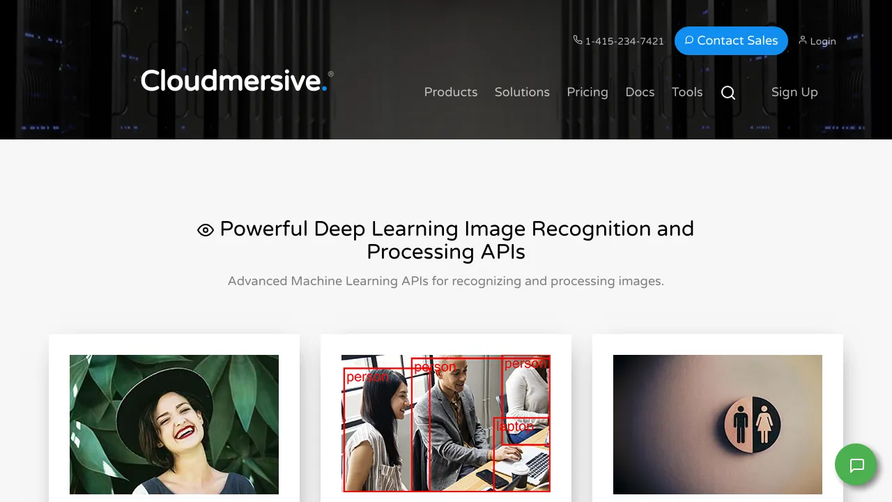 Screenshot of Cloudmersive Image Recognition website