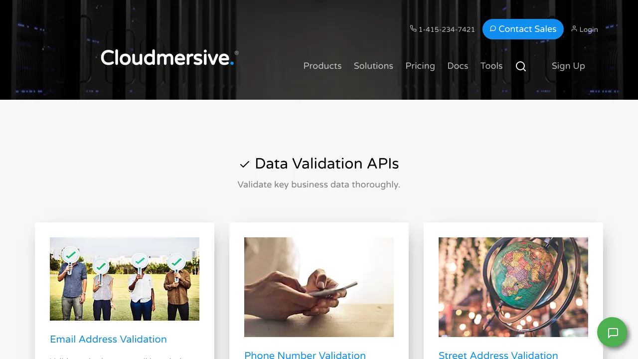 Screenshot of Cloudmersive Validate website