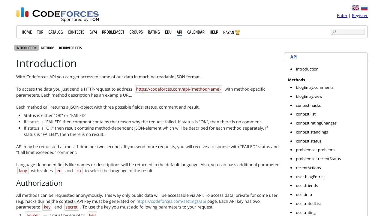 Screenshot of Codeforces website