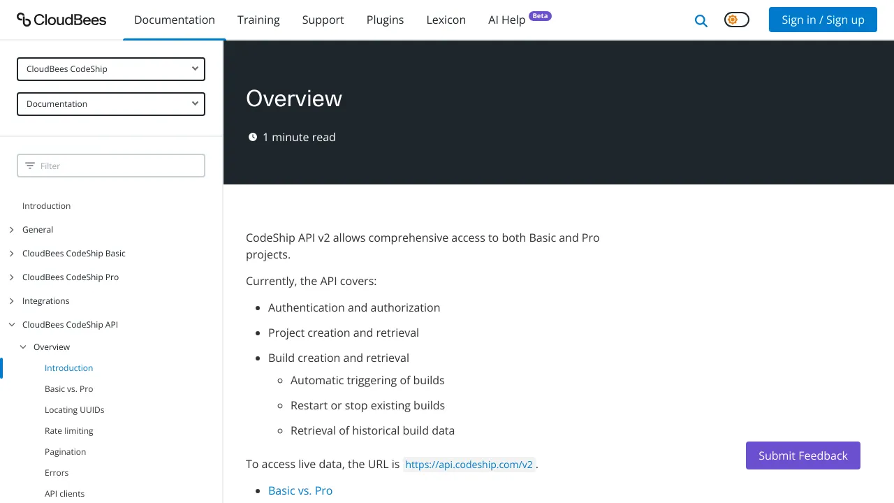 Screenshot of Codeship website