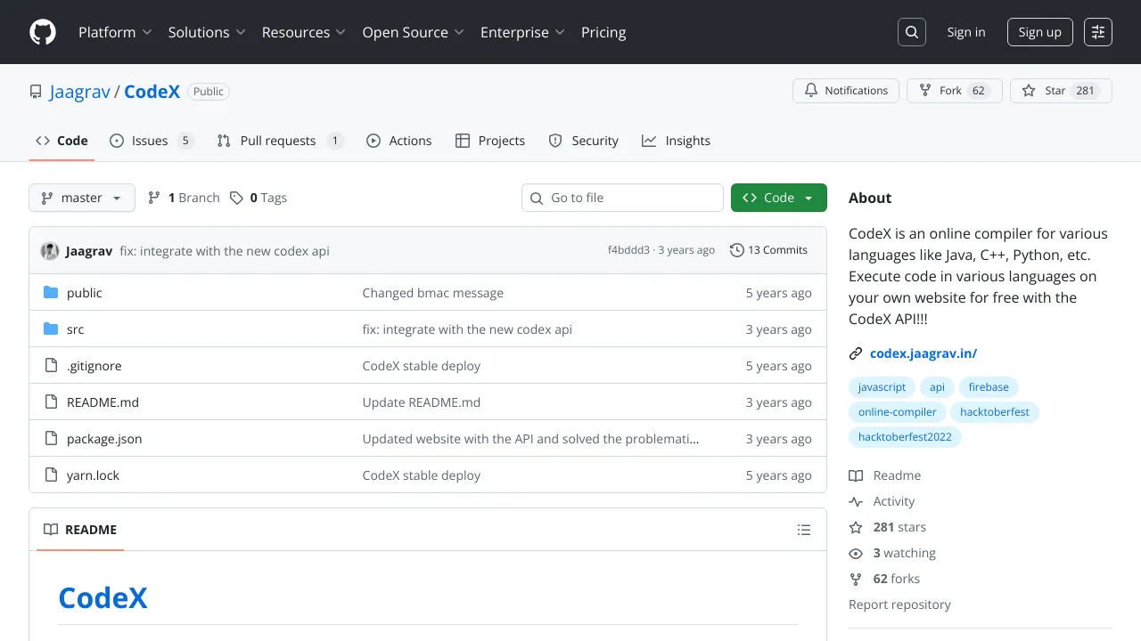 Screenshot of Codex website