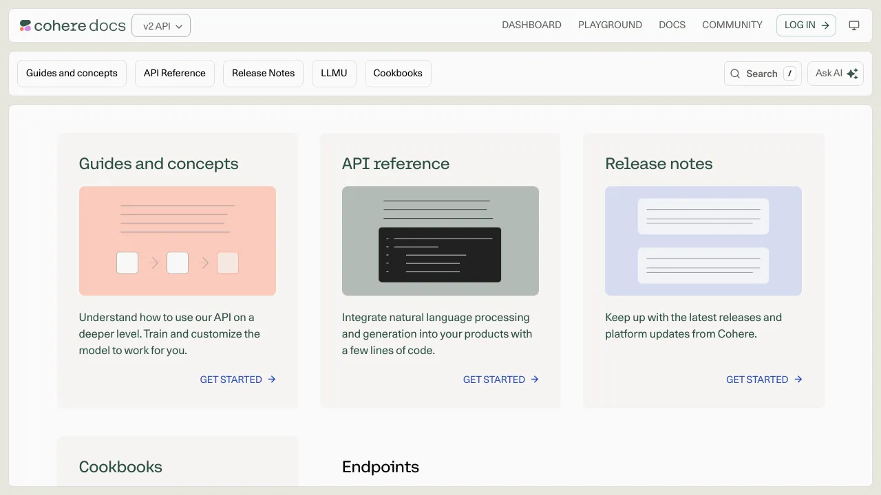Screenshot of Cohere website