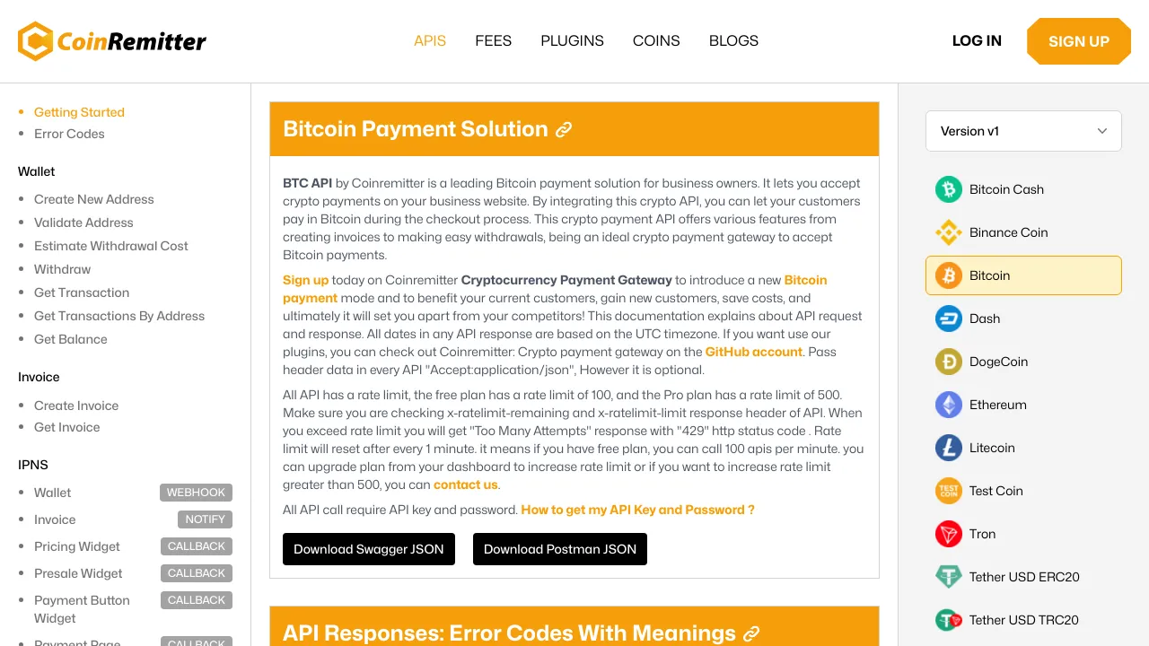 Screenshot of Coinremitter website
